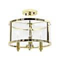 Lalia Home 3LT Glass And Metallic Accented Semi-Flushmount Lamp, 13"W, Clear Shade/Gold Base 1 thumbnail image