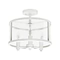 Lalia Home 3LT Glass And Metallic Accented Semi-Flushmount Lamp, 13"W, Clear Shade/White Base