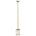 Lalia Home 1-Light Adjustable Hanging Cylindrical Glass Pendant Fixture, 6-3/4"W, Clear Shade/Antique Brass Base