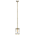 Lalia Home 1-Light Adjustable Hanging Cylindrical Glass Pendant Fixture, 6-3/4"W, Clear Shade/Antique Brass Base 1 thumbnail image