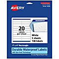 Avery® Waterproof Permanent Labels With Sure Feed®, 94202-WMF5, Rectangle, 1" x 4", White, Pack Of 100 1 thumbnail image