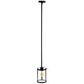Lalia Home 1-Light Adjustable Hanging Cylindrical Glass Pendant Fixture, 6-3/4"W, Clear Shade/Black Base