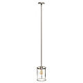 Lalia Home 1-Light Adjustable Hanging Cylindrical Glass Pendant Fixture, 6-3/4"W, Clear Shade/Brushed Nickel Base