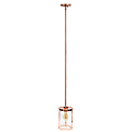 Lalia Home 1-Light Adjustable Hanging Cylindrical Glass Pendant Fixture, 6-3/4"W, Clear Shade/Rose Gold Base