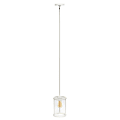 Lalia Home 1-Light Adjustable Hanging Cylindrical Glass Pendant Fixture, 6-3/4"W, Clear Shade/White Base 1 thumbnail image