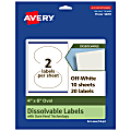 Avery® Print-to-the-Edge Dissolvable Labels With Sure Feed® Technology, 94057-DWMP10, Oval, 4"x6", Matte Off-White, Pack Of 20 1 thumbnail image