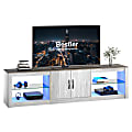 Bestier 70" LED Modern TV Stand For 75" TVs, 18-1/2”H x 70-7/8”W x 13-13/16”D, White Wash