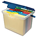 Office Depot® Brand Portable File Box, 10 11/16"H x 14 11/16"W x 10 3/8"D, Clear/Navy 1 thumbnail image