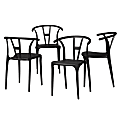 Baxton Studio Warner Dining Chairs, Black, Set Of 4 Chairs