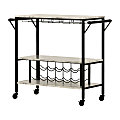 South Shore Maliza Bar Cart With Wine Bottle Storage And Wine Glass Rack, 32-3/4” x 37-1/2”, Faux Carrara Marble