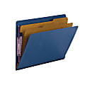 Smead® End-Tab Classification Folders, 2" Expansion, 2 Dividers, 8 1/2" x 11", Letter, Dark Blue, Box of 10