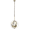 Lalia Home 3-Light Hanging Metal Globe And Clear Glass Ceiling Pendant, 18"W, Antique Brass