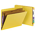 Smead® End-Tab Classification Folders, With SafeSHIELD® Fasteners, 8 1/2" x 11", 2 Divider, Yellow, Pack Of 10 1 thumbnail image