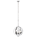 Lalia Home 3-Light Hanging Metal Globe And Clear Glass Ceiling Pendant, 18"W, Chrome