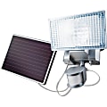 Maxsa Solar-Powered 100 LED Motion-Activated Outdoor Security Floodlight - 6.5" Height - 7.5" Width - LED Bulb - Motion-activated, Automatic, Motion Detector, Durable, Weather Proof, Rechargeable Battery - 525 Lumens - Plastic - Silver - for Outdoor