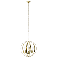 Lalia Home 3-Light Hanging Metal Globe And Clear Glass Ceiling Pendant, 18"W, Gold