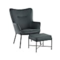 LumiSource Izzy Industrial Lounge Chair And Ottoman Set, Black/Green