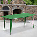 Flash Furniture Commercial Grade Indoor/Outdoor Metal Table, 29-1/2”H x 31-1/2”W x 63”D, Green