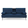 Lifestyle Solutions Serta Angel Convertible Futon, 33-1/2”H x 73-1/5”W x 37-2/5”D, Navy/Chrome