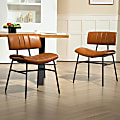 Glamour Home Belicia Faux Leather Dining Accent Chairs, Brown/Black, Set Of 2 Chairs 1 thumbnail image