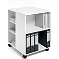 DURABLE Multifunction Trolley, 6 Shelf, 132 lb Capacity, 4 Casters, Wood, 20.79"W x 23.31"D x 29.45"H, White 1 thumbnail image