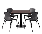KFI Studios Proof Cafe Pedestal Table With Imme Chairs, Square, 29”H x 42”W x 42”W, Cafelle Top/Black Base/Black Chairs
