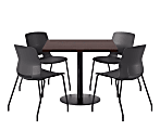 KFI Studios Proof Cafe Pedestal Table With Imme Chairs, Square, 29”H x 42”W x 42”W, Cafelle Top/Black Base/Black Chairs 1 thumbnail image