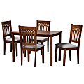 Baxton Studio Genesis Modern 5-Piece Dining Set, 29-3/16”H x 43-5/16”W x 27-9/16”D, Gray/Walnut Brown 1 thumbnail image