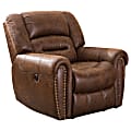Bestier Oversize Vegan PU Leather Manual Power Recliner Accent Chair With Nailhead Trim And USB Port, Brown 1 thumbnail image