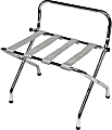 CSL High Back Metal Luggage Rack, 26-1/2”H x 24-1/4”W x 16"D, Chrome/Silver 1 thumbnail image