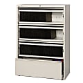 Lorell® Fortress 36"W Lateral 4-Drawer File Cabinet With Roll-Out Shelves, Metal, Putty