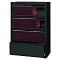 Lorell® Fortress 36"W Lateral 4-Drawer File Cabinet With Roll-Out Shelves, Metal, Black