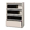 Lorell® Fortress 42"W x 18-5/8"D Lateral 4-Drawer File Cabinet With Roll-Out Shelves, Putty