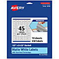 Avery® TrueBlock® Labels With Sure Feed®, 94749-TWMP10, Barbell, 1/2" x 2-1/2", Matte White, Pack Of 450 1 thumbnail image