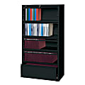 Lorell® Fortress 36"W x 18-5/8"D Lateral 5-Drawer File Cabinet With Roll-Out Shelves, Black 1 thumbnail image