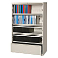 Lorell® Fortress 42"W x 18-5/8"D Lateral 5-Drawer File Cabinet With Roll-Out Shelves, Putty