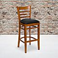 Flash Furniture Wooden/Vinyl Restaurant Barstool With Ladder Back, Black/Cherry