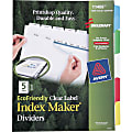 SKILCRAFT® Index Maker Label Dividers, Clear, Set of 5