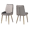 Baxton Studio Priscilla Dining Chairs, Gray/Gold, Set Of 2 Chairs