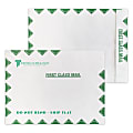 Zip Stick®,  White With Green First Class Border DuPont™ Tyvek® Open End Catalog Mailing Envelopes, 1-Color, Custom 10" x 13", Box Of 500