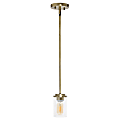 Lalia Home 1-Light Hanging Glass Pendant Fixture, 4-3/4"W, Clear/Antique Brass