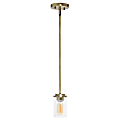 Lalia Home 1-Light Hanging Glass Pendant Fixture, 4-3/4"W, Clear/Antique Brass 1 thumbnail image