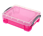Really Useful Box® Plastic Storage Container With Built-In Handles And Snap Lid, 1.75 Liters, 9 7/16" x 7 1/16" x 2 3/4", Clear