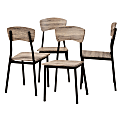 Baxton Studio Marcus Dining Chairs, Oak Brown/Black, Set Of 4 Chairs