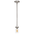 Lalia Home 1-Light Hanging Glass Pendant Fixture, 4-3/4"W, Clear/Brushed Nickel 1 thumbnail image