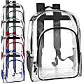 Trailmaker Clear Backpacks With Side Pockets, Assorted Color Trims, Pack Of 24 Backpacks