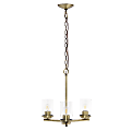 Lalia Home 3-Light Glass And Metal Hanging Pendant Chandelier, 15"W, Clear/Antique Brass