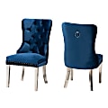 Baxton Studio Honora Velvet Fabric And Metal Dining Accent Chair Set, Glam/Luxe Navy Blue/Silver, Set Of 2 Chairs 1 thumbnail image