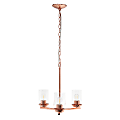 Lalia Home 3-Light Glass And Metal Hanging Pendant Chandelier, 15"W, Clear/Rose Gold