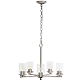 Lalia Home 5-Light Glass And Metal Hanging Pendant Chandelier, 20-1/2"W, Clear Shade/Brushed Nickel Base